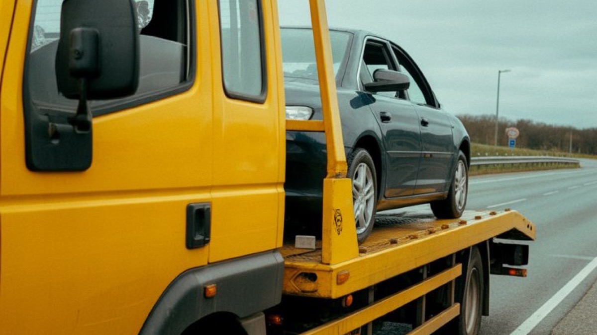 Recovery truck on UK roadside