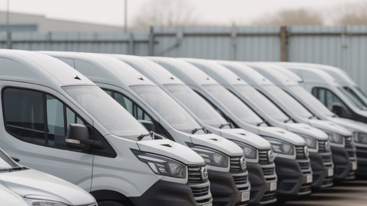 Fleet vehicles parked in depot