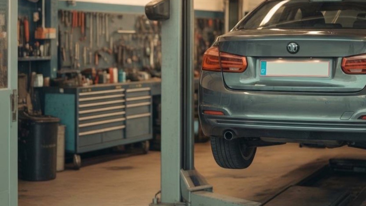 Independent garage workshop interior