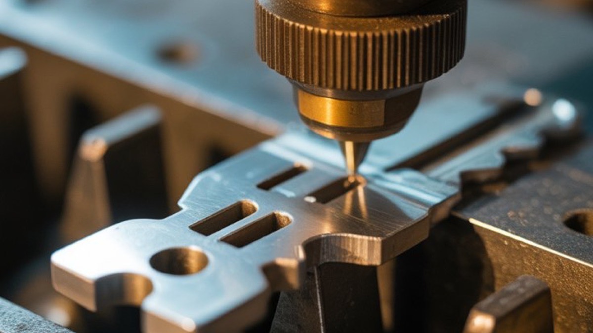 Laser key cutting machine in operation